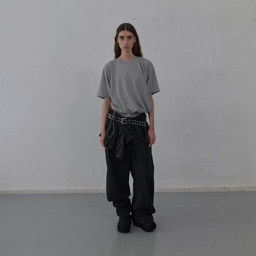 DRAWSTRING OVERSIZED T-SHIRT (MELANGE GREY)