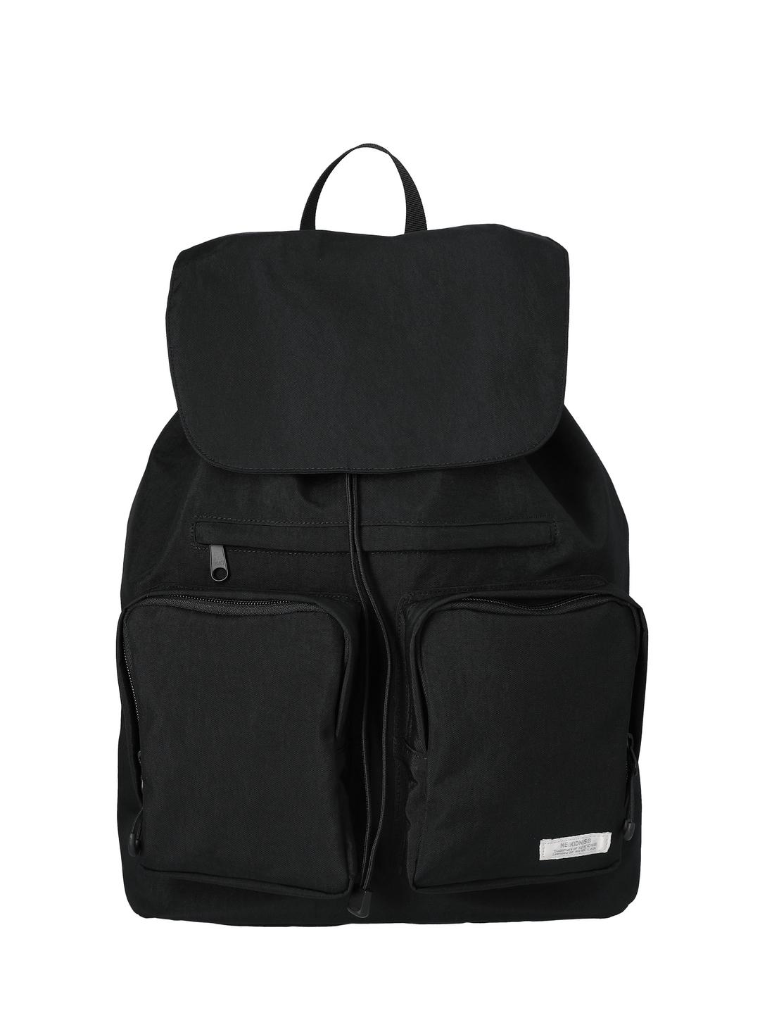 FLAP STRING BACKPACK / BLACK