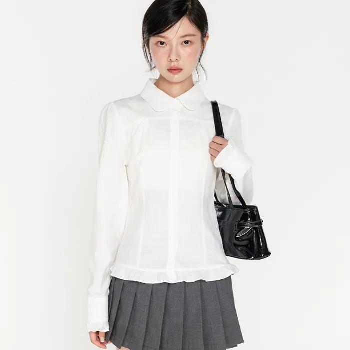 프릴 라운드카라 셔츠