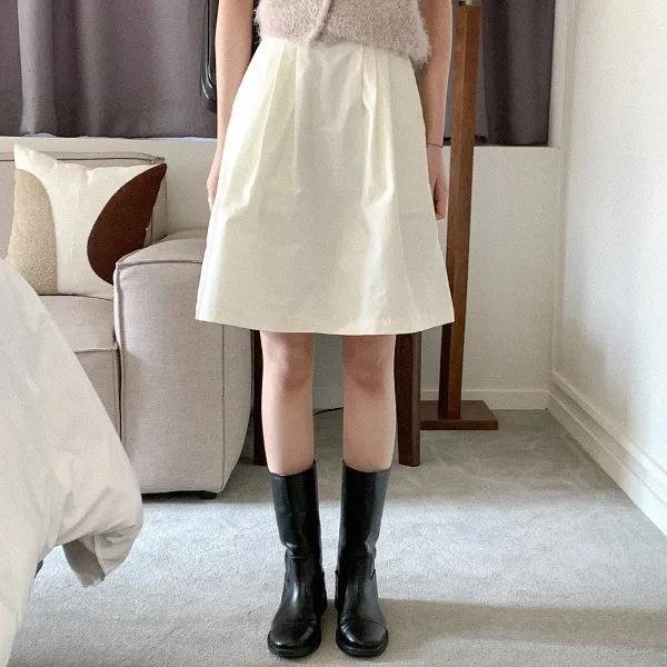 [A라인&모던한무드]스위텐 핀턱 미디스커트