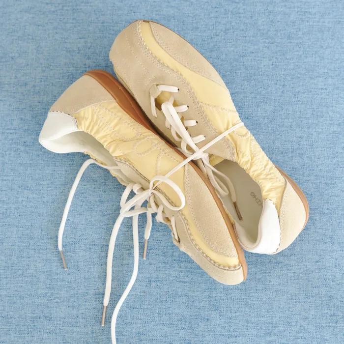 SKIA PINKING SHIRRING SNEAKERS /  YELLOW