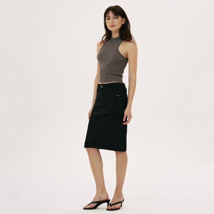 Back Pocket Midi Skirt Black
