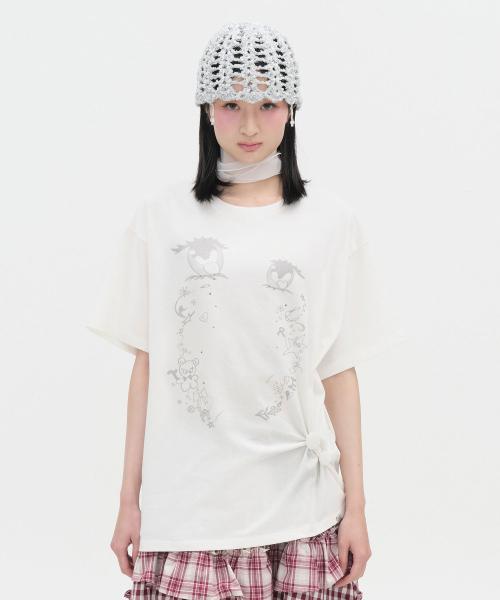 Cry Eyes Half Sleeve Top [White]