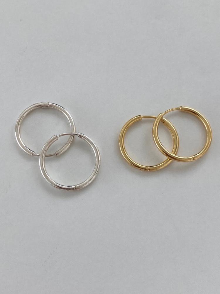 [믿고사는] (18mm,23mm) 실버925 New 심플 플레인 원터치 링 귀걸이