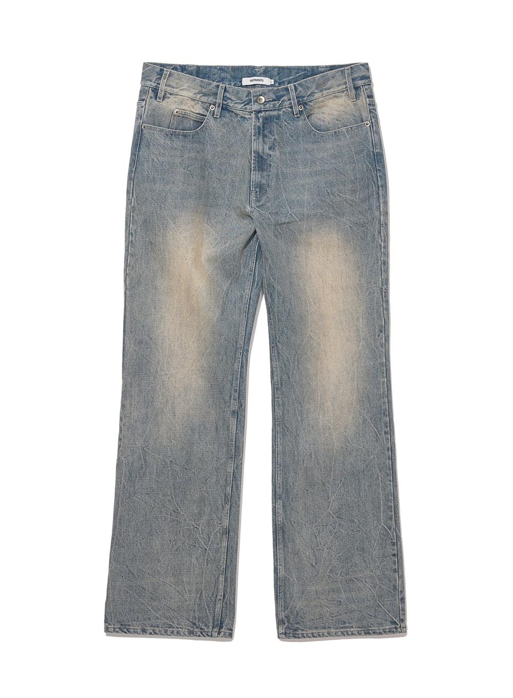 [14oz] Straight Flare Denim Pants_Dusty Blue
