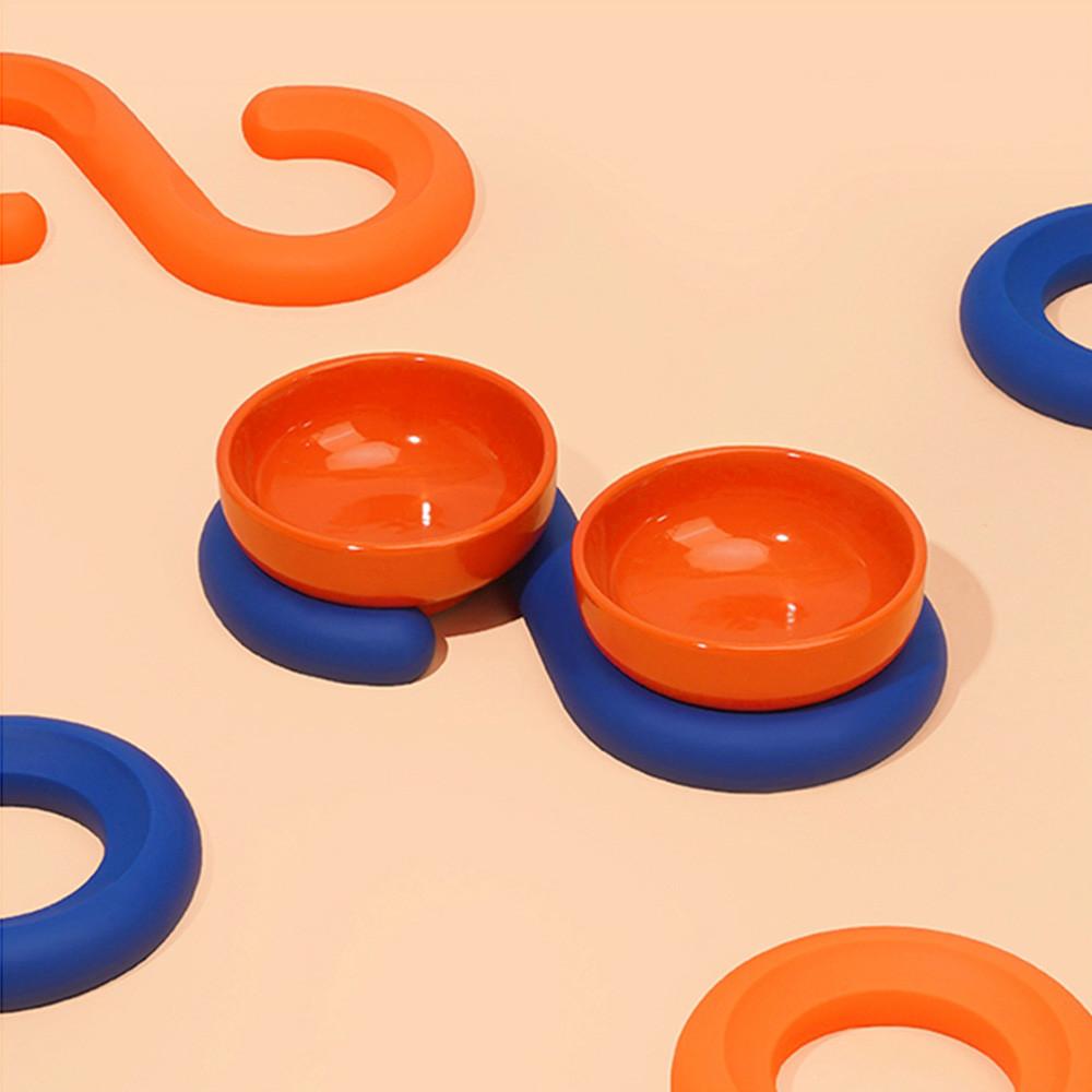 강아지 밥그릇 고양이 애견 높이 세라믹 식기 높은굽 도자기 물통 수반