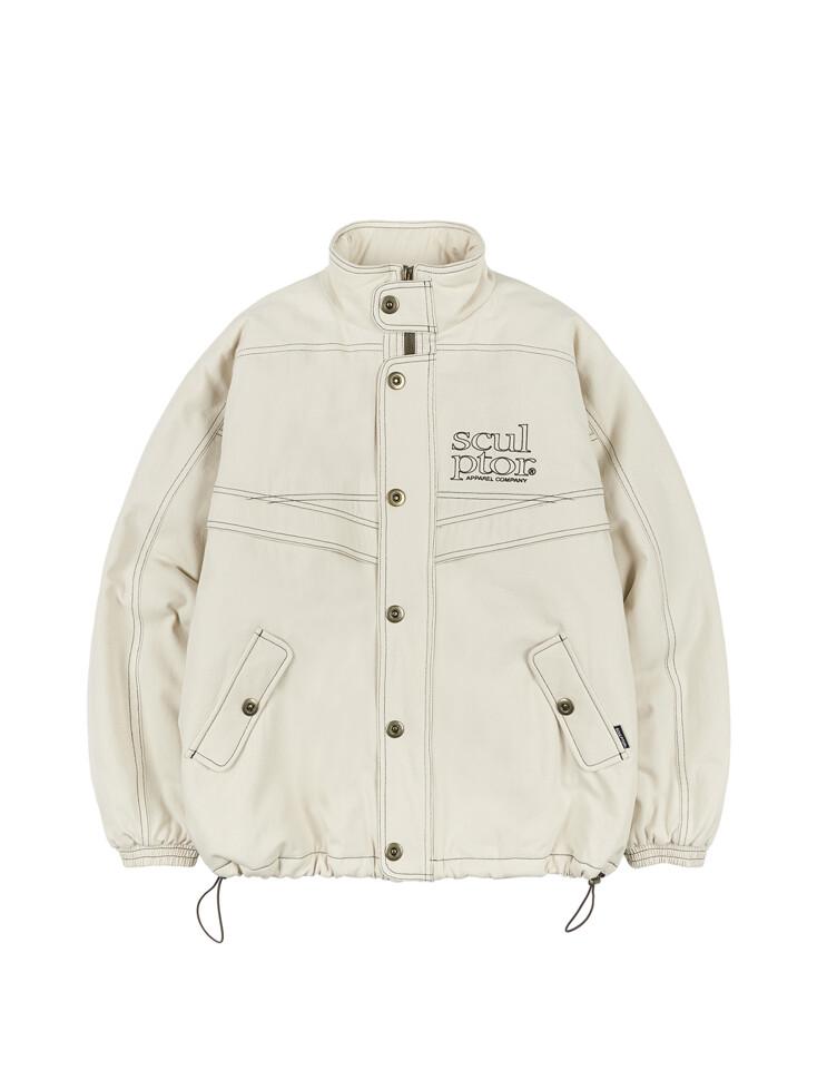 Contrast Stitch Work Jacket Cream