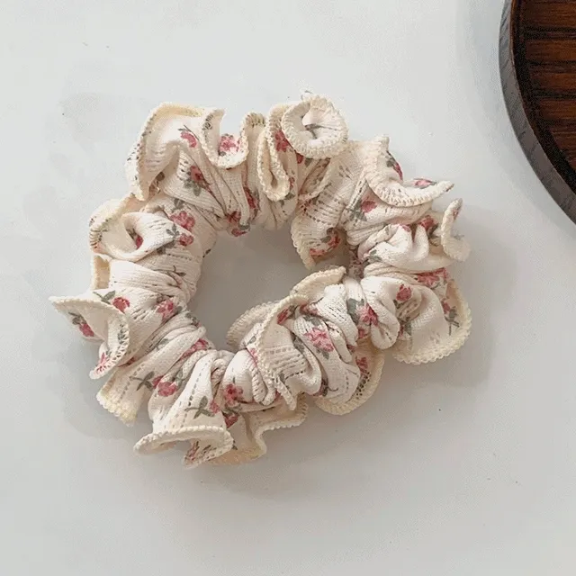 [1+1할인] 잔꽃 플라워 빈티지 헤어 스크런치 곱창 머리끈