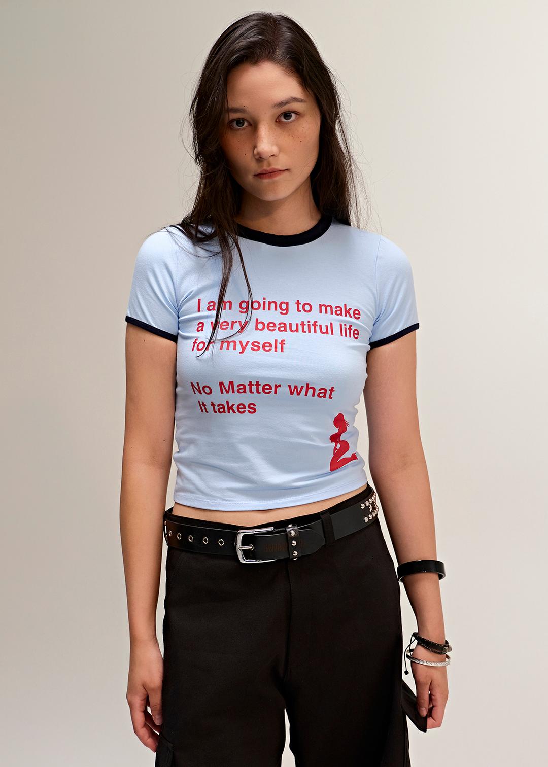 Beautiful Life Ringer Tee Blue