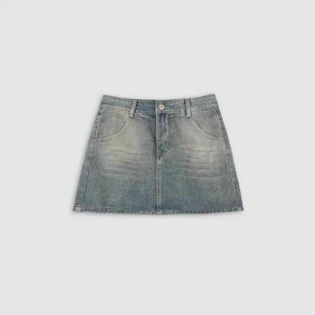 [속바지 내장]y2k H라인 데님 청 미니 스커트