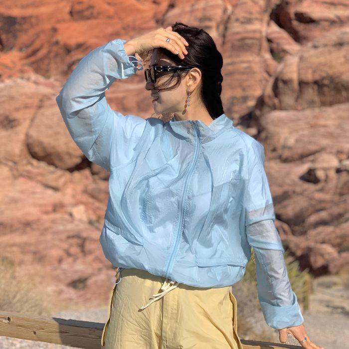 [29CM 단독] Part.8 See-through high neck jumper (sky blue)