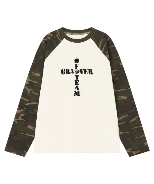 [UNISEX]OF CROSS 카모 래글런 롱슬리브 티셔츠_크림