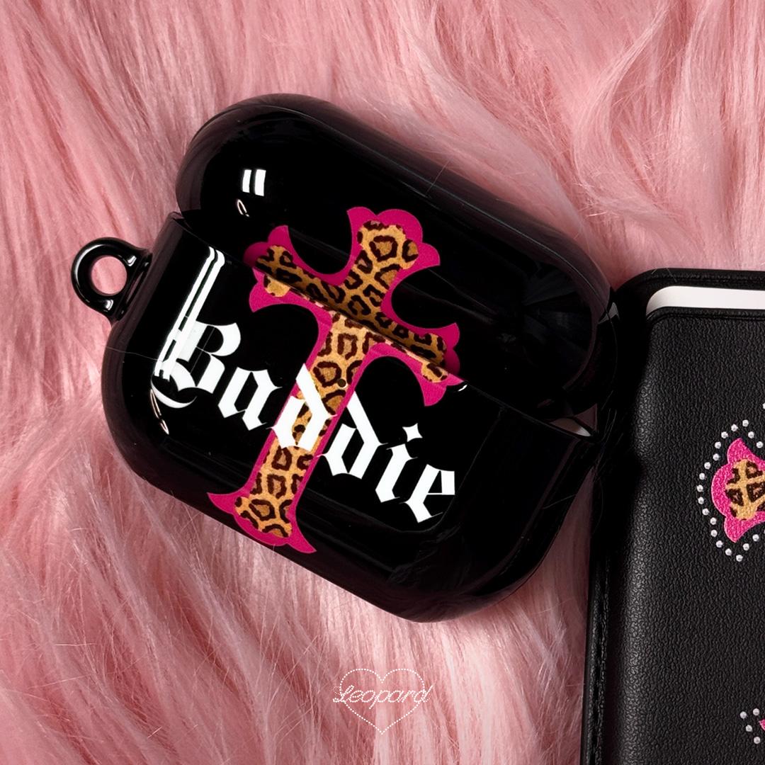 레오파드 배디 크로스 에어팟 케이스