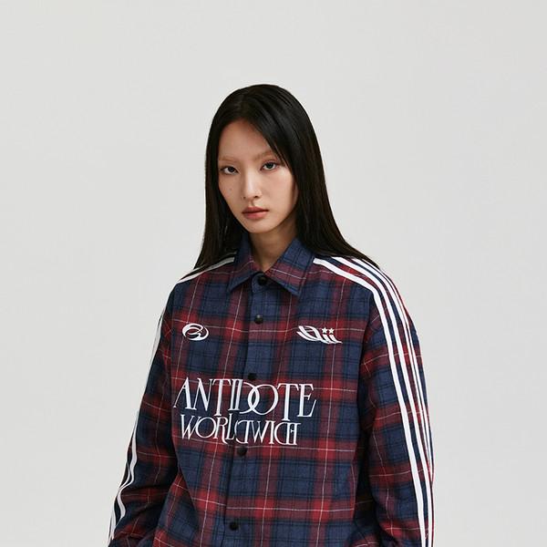 cuilted sports versatile red plaid jacket