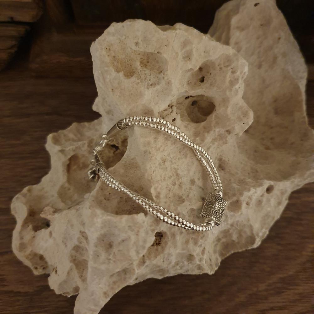 카렌실버 두줄 팬던트 팔찌 요가악세사리