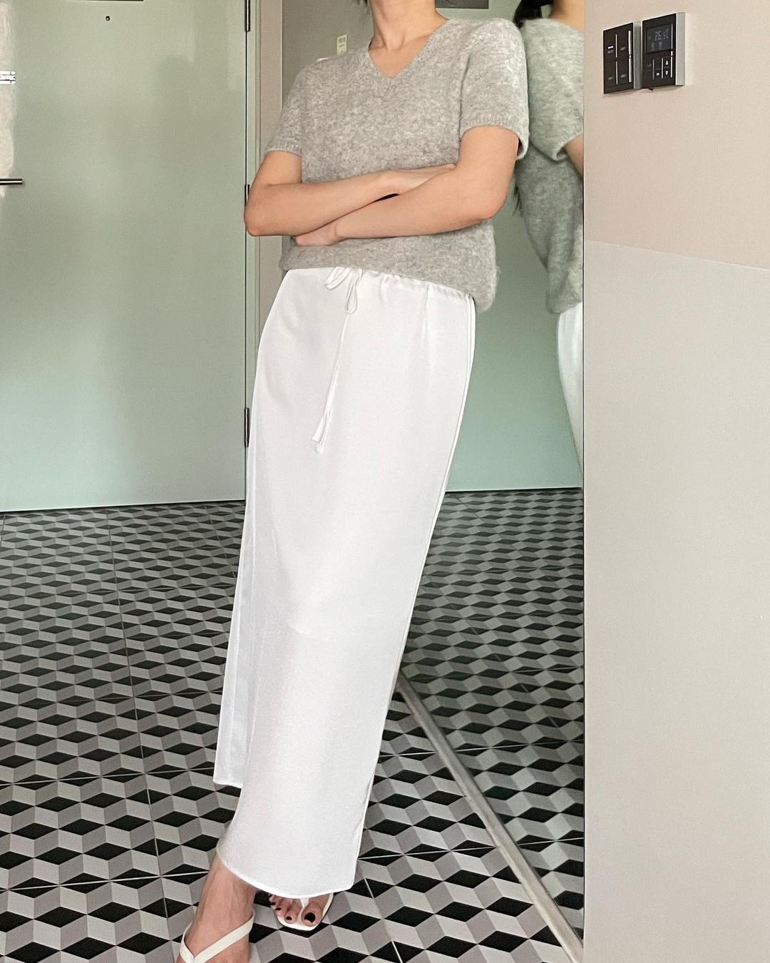 SATIN STRING SKIRT / 2COLORS