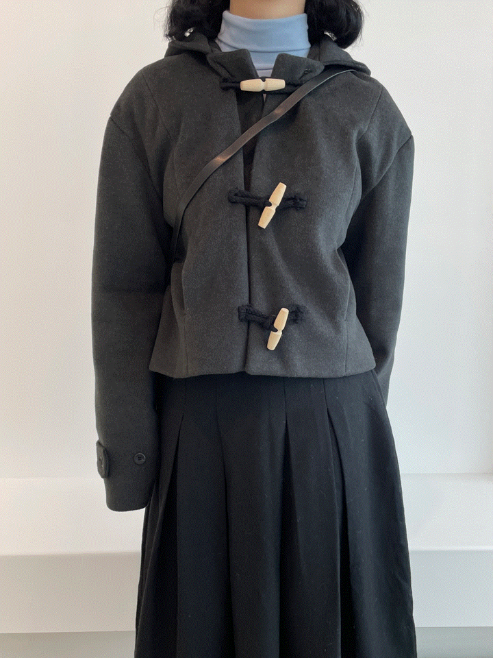 [누빔안감/아메카지] 떡볶이 미니 숏 후드 울 코트