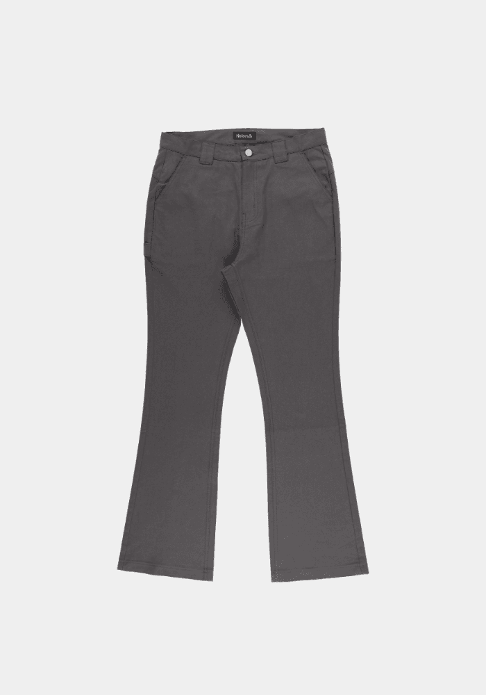 스냅 버튼 부츠컷 팬츠 차콜