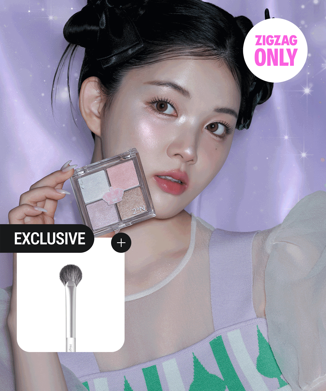 투에이엔 [ZIGZAG ONLY] 젤리 글로우 하이라이터 팔레트+브러쉬 증정