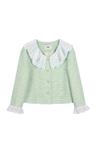 LACE COLLAR TWEED JACKET - GREEN