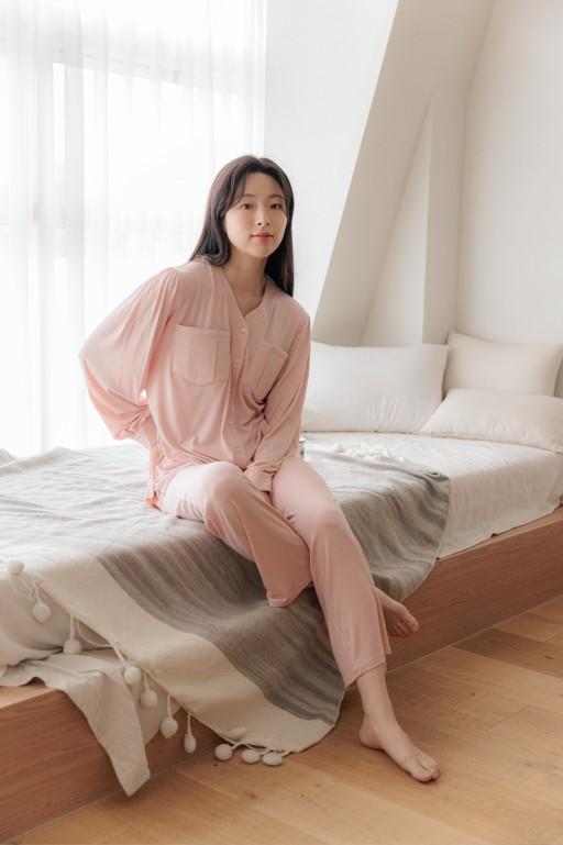 [릴렉스 파자마-프릴 긴팔] 니플패치 노브라잠옷 모달