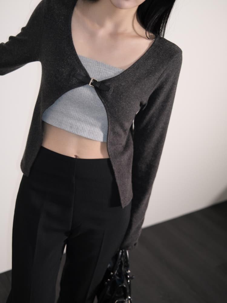 올슨 울 앙고라 버클 오픈 가디건 (2 color)