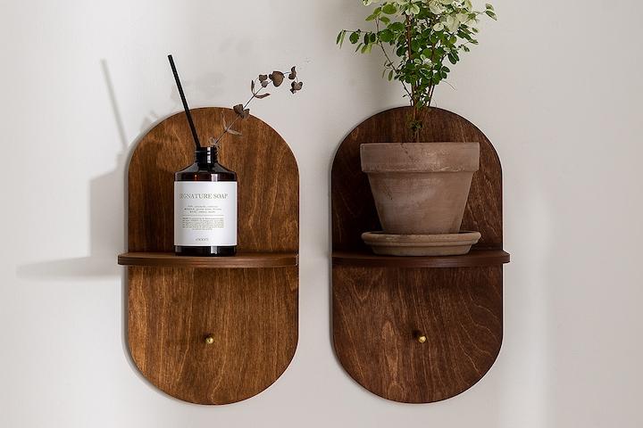 우드 슬림 후크 벽걸이 선반 3colors