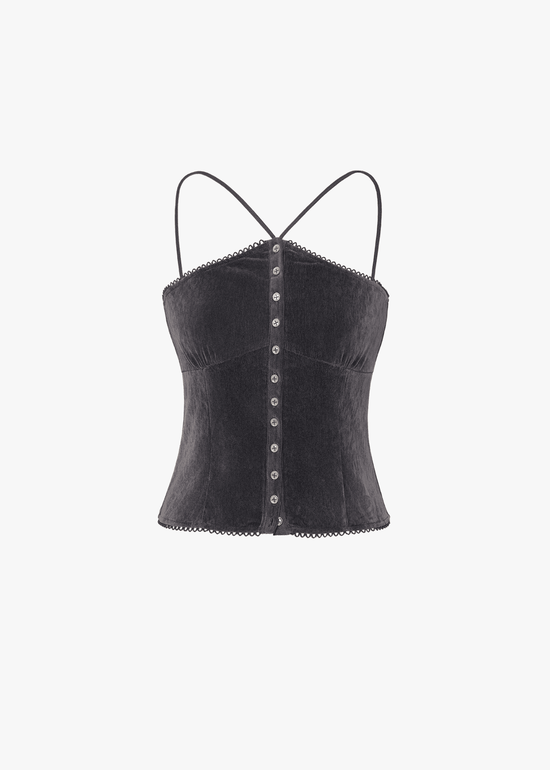 벨벳 홀터 탑 차콜 그레이