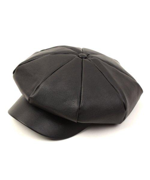 Leather Black Newsboy Cap 가죽뉴스보이캡