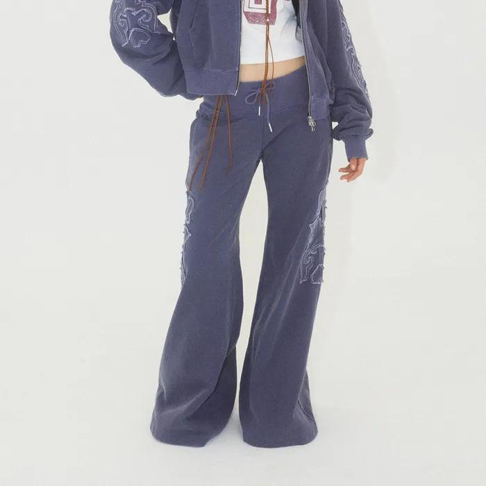 APPLIQUE BOOTCUT PANTS BLUE