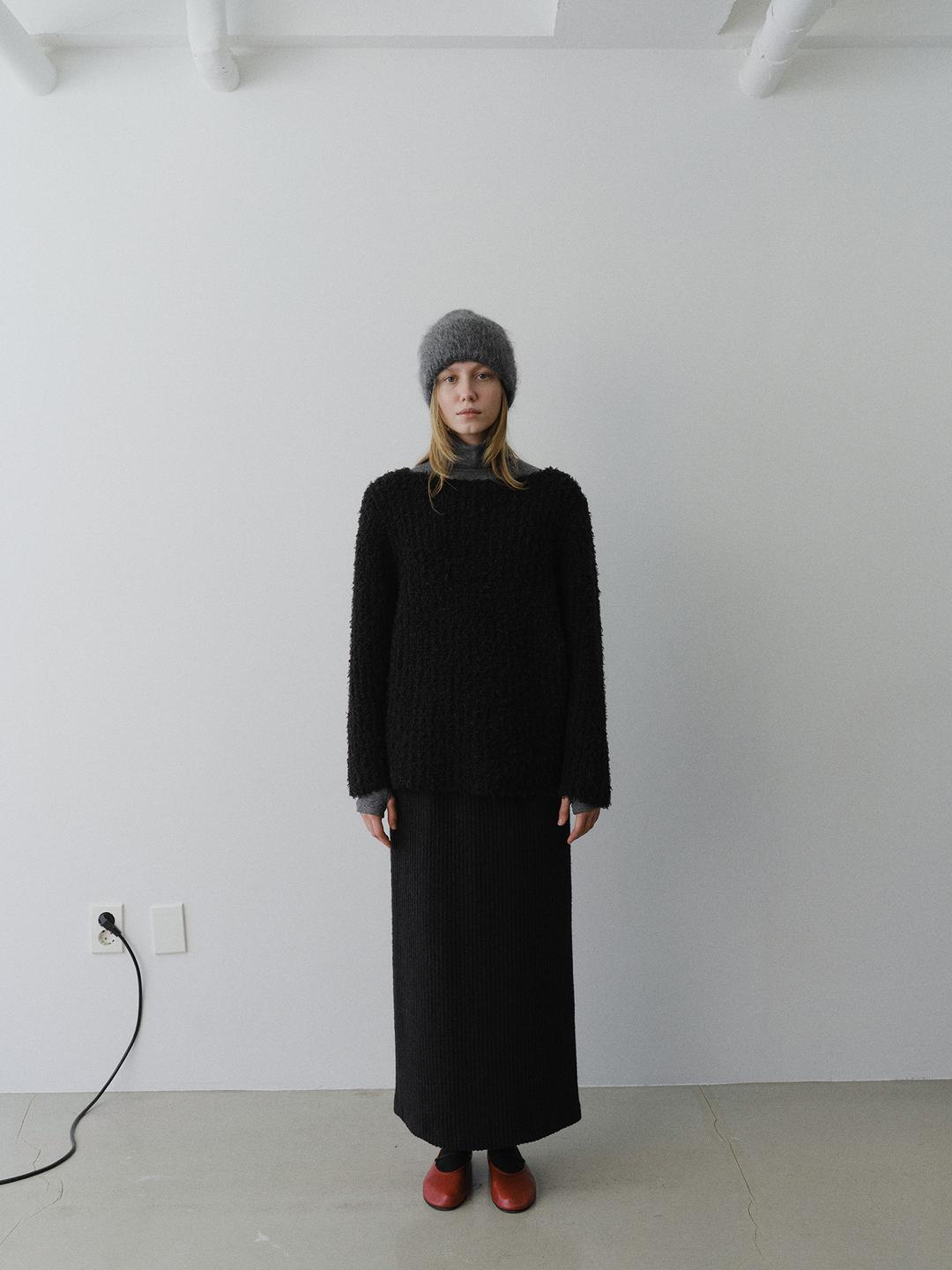 [5차] Texture pencil skirt (black)