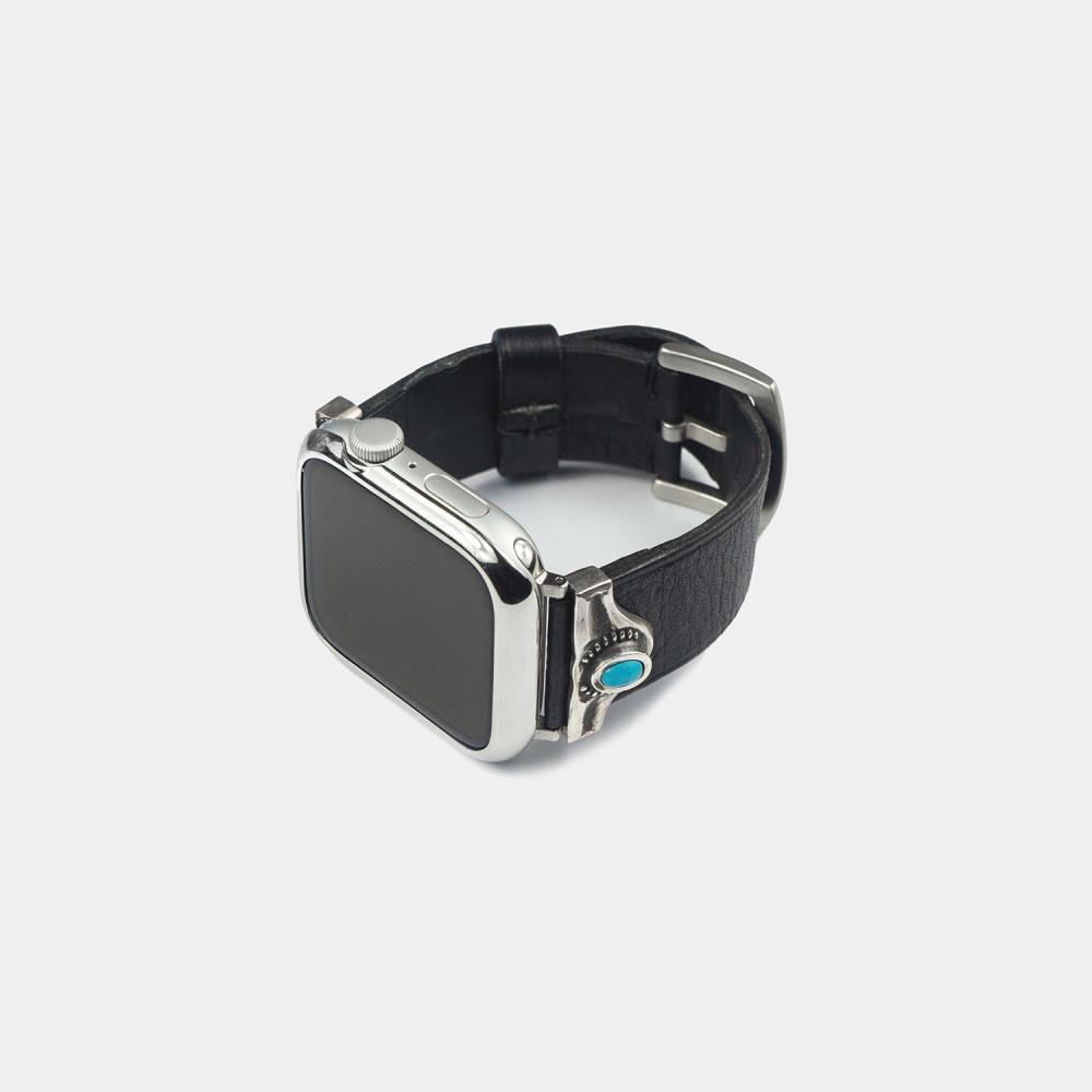 Classic fit apple watch strap with turquoise 렌도 애플워치스트랩 가죽 실버925 아리조나터키석