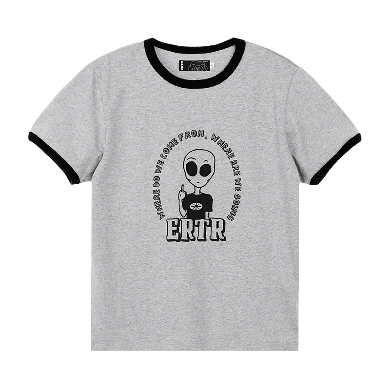 [ERTR] Alien Ringer 1/2 T-Shirt Small Fit Gray/Black