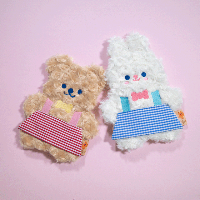 [고퀄리티] 멜빵 입은 토끼 곰 필통 파우치(2color)