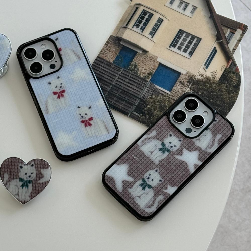 포프트 Glass bumper 무광 리본 야옹이 케이스 16 PRO