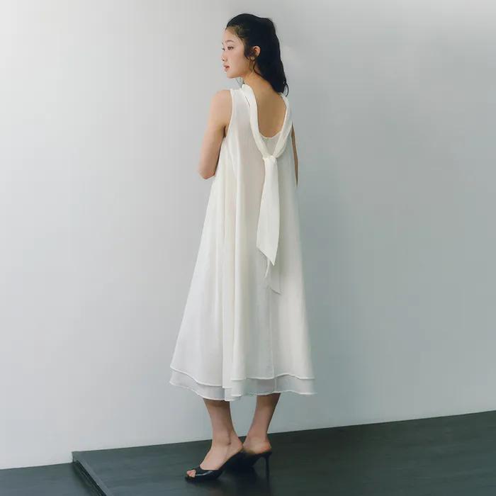 Halter Ribbon Breeze One-pice_ivory