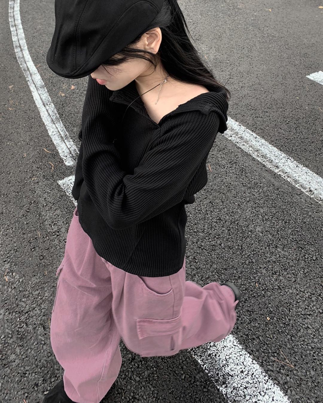 언버티 half-open button waffle hood