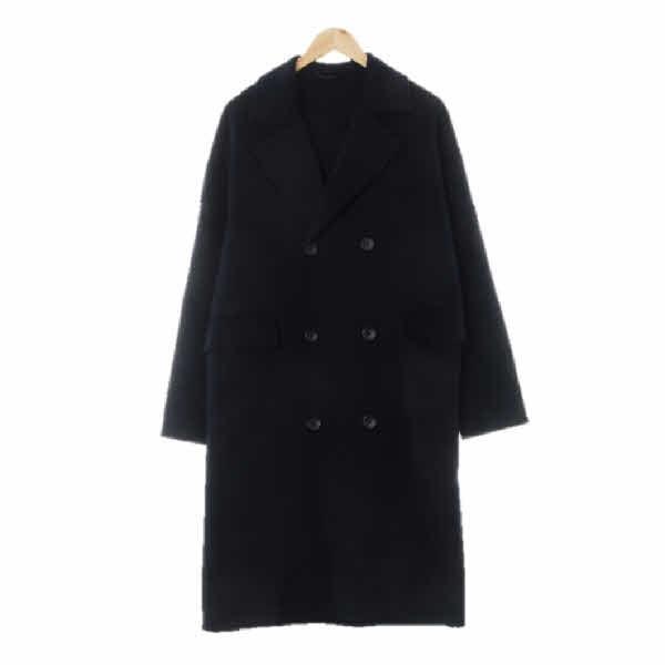 네이비 더블핸드메이드롱코트