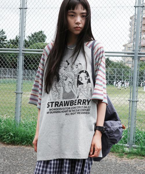 Girls-PEN Raglan T-shirt [Melange grey]