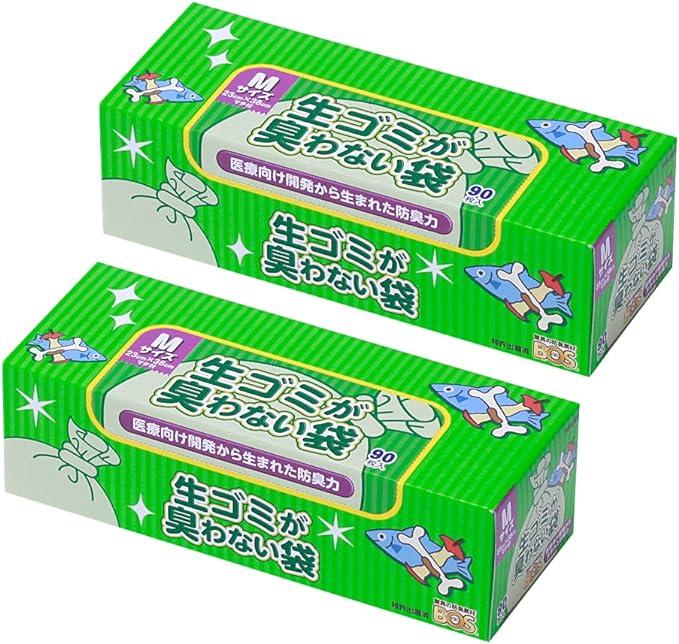 BOS Incredible Odor Resistant Bags, Set of 2, Garbage Disposal Bags, White (Medium Size, 90 Sheets)