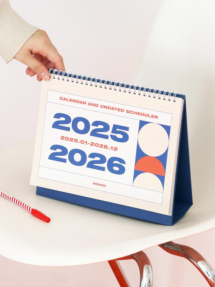 인디고 기본 2년 탁상 달력 v.4 (25년 1월~26년 12월, 날짜+만년) 2025 캘린더 카렌다 스케줄러 일정관리