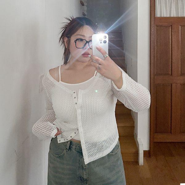 [제작/빅사이즈]이블렛 베티버 골지 나시 가디건 SET 제이스타일