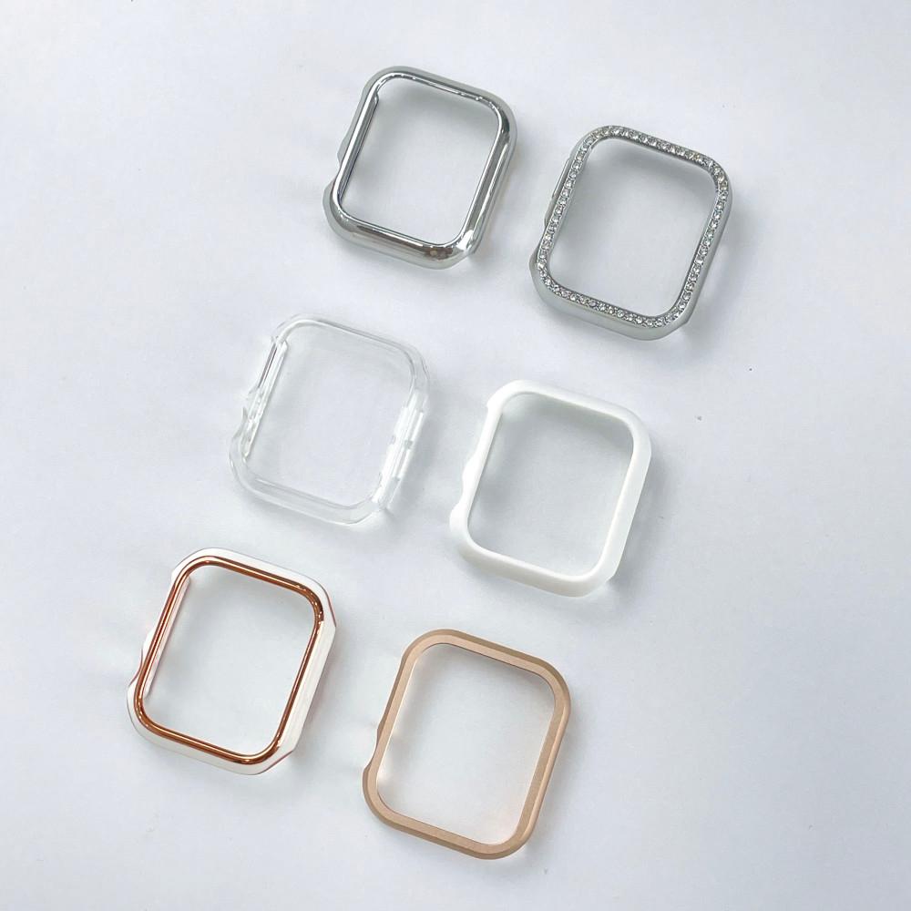 투명 하드 큐빅 애플워치 메탈 투명 큐빅 케이스 베젤링 40 41 44 45 8 7 6 5 4 se