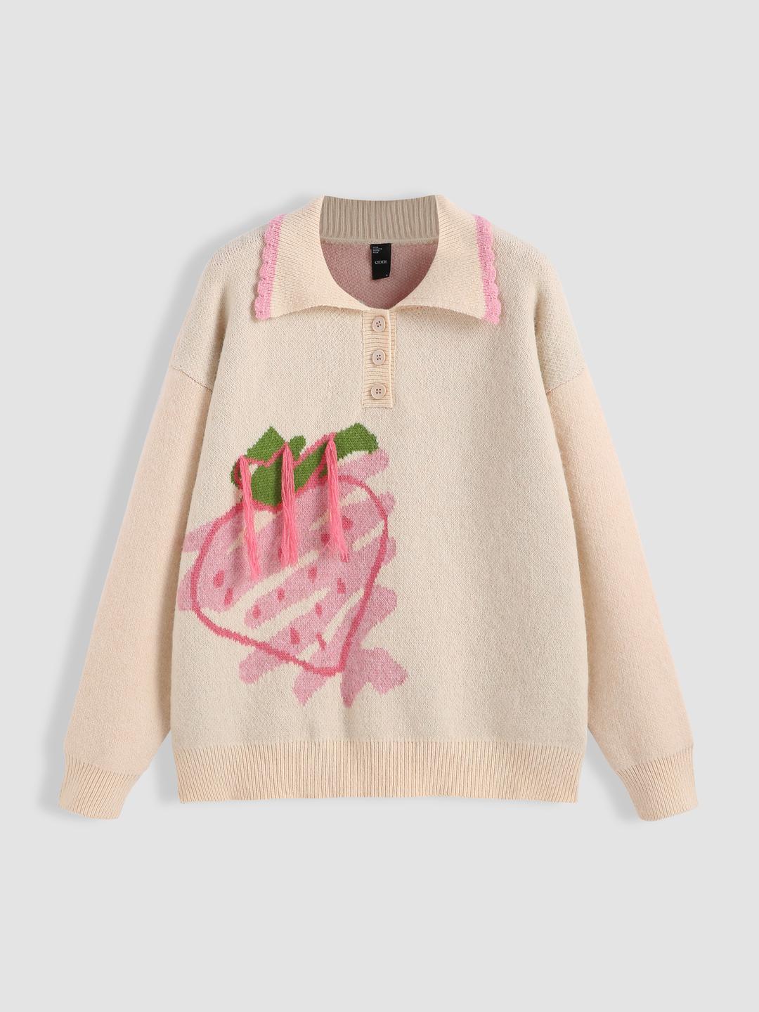 딸기 소다 칼라 풀오버 스웨터