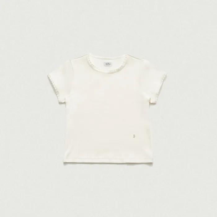 Dahlia Lace Ribbed T-Shirt_Ivory