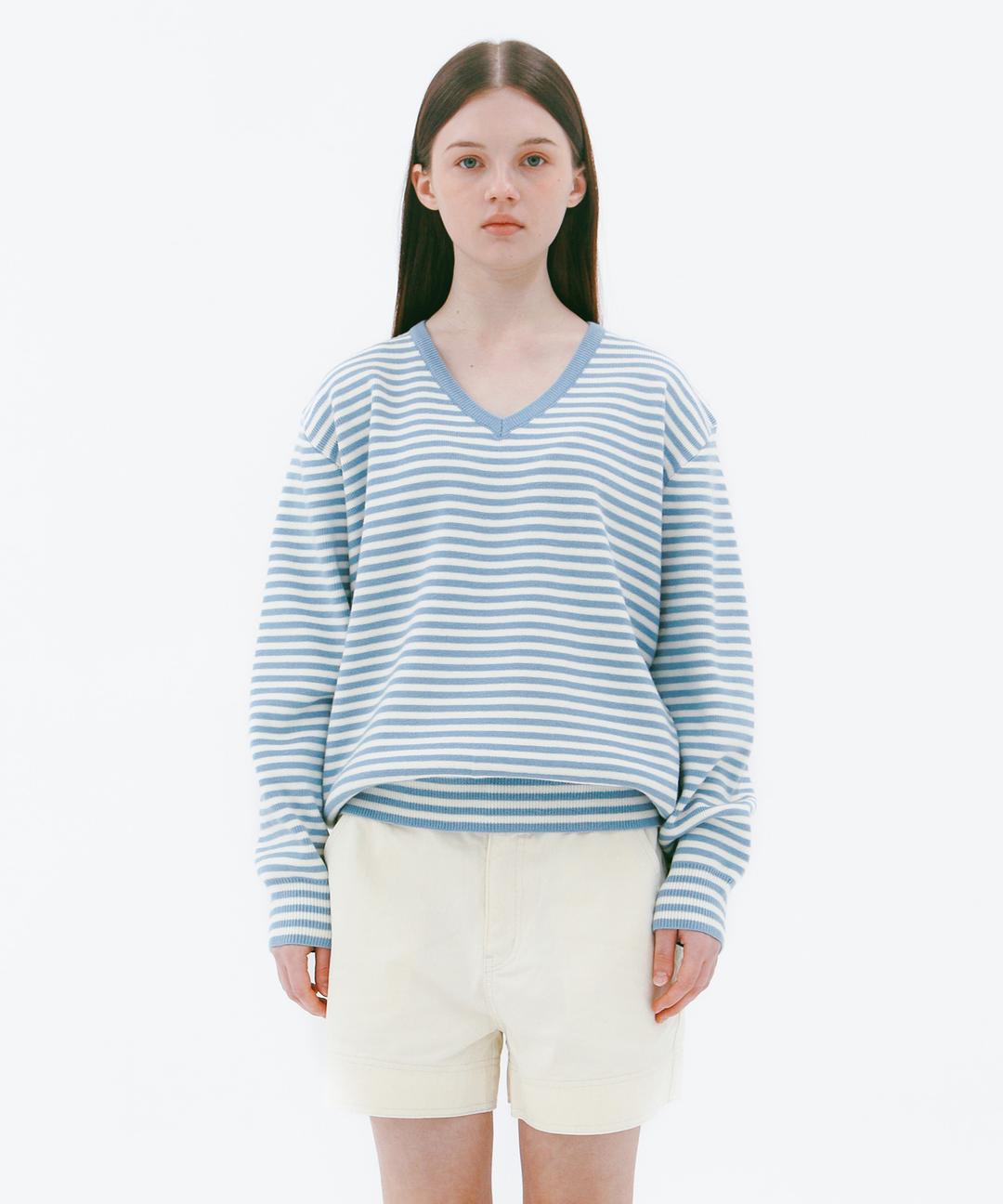 Whiff V-Neck Knit_Sky Blue