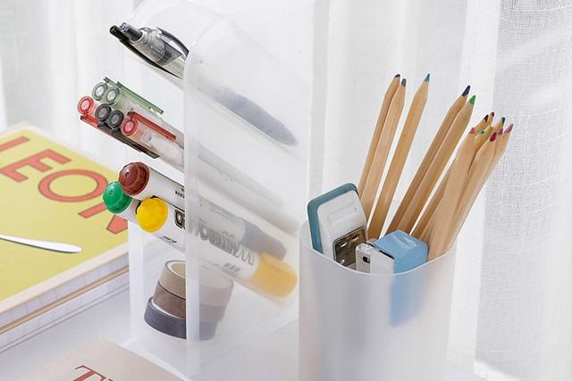 반투명 브러쉬 펜 꽂이 정리 보관함