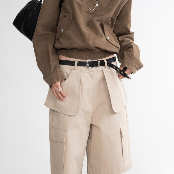 Open Bermuda Cargo Pants (Beige)