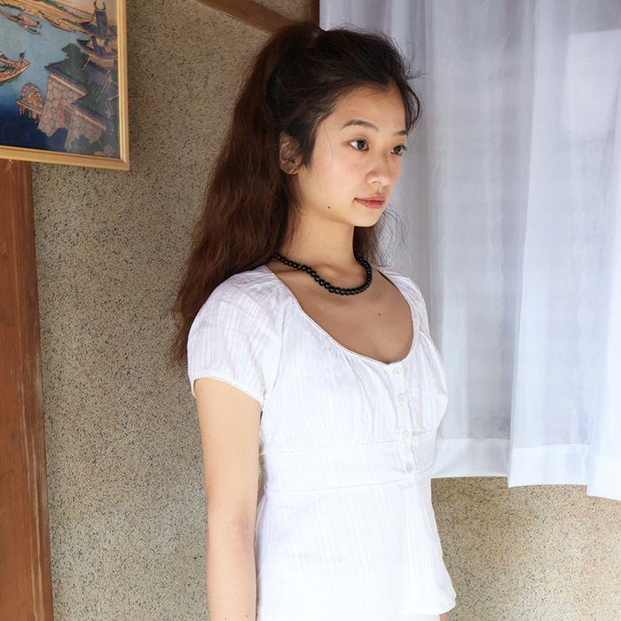 Uki Lace Blouse White Stripe
