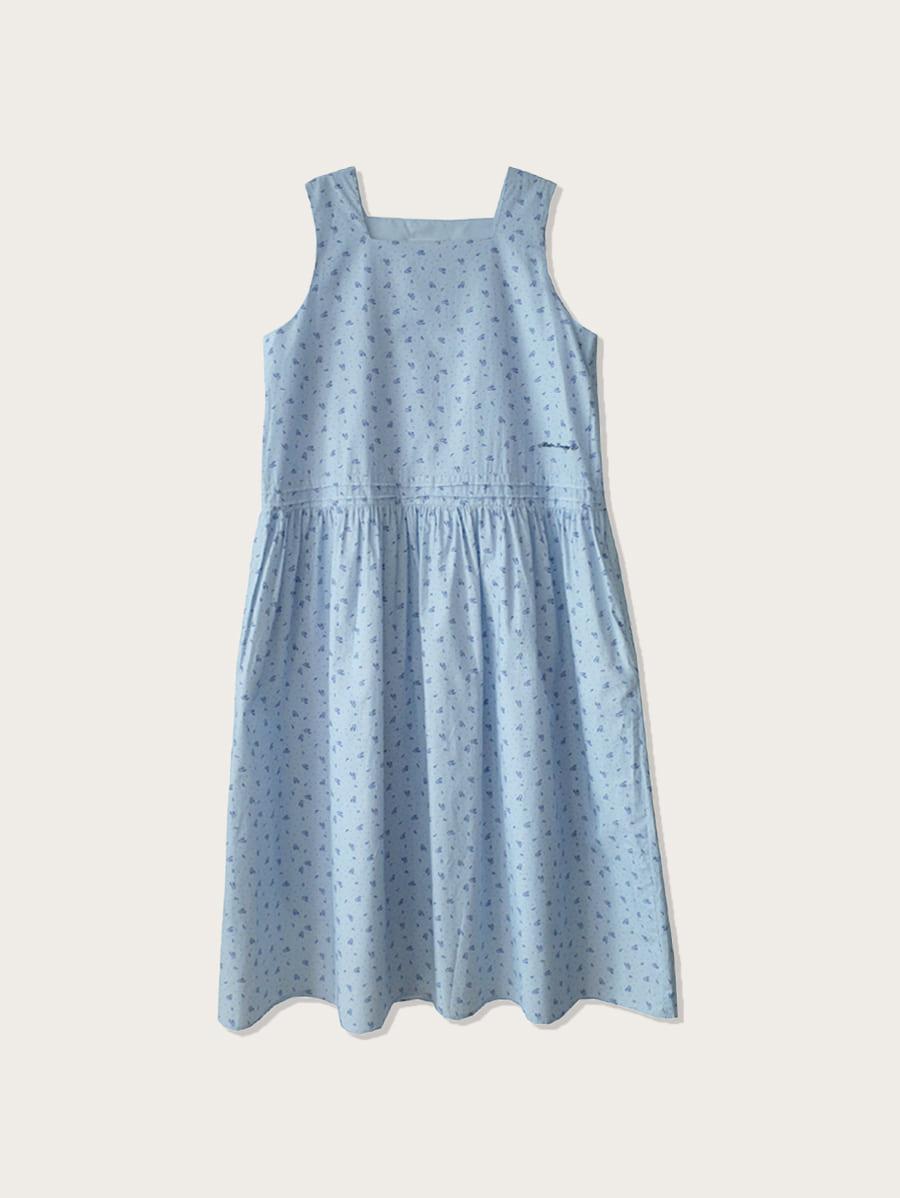 little flower dress  -sky blue
